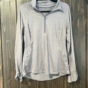 Apana Heather Gray Long Sleeve Quarter-Zip Top